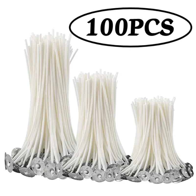 8-20cm 100PCS Candle Wicks Candle Making Sticker Smokeless Environmental Wax Cotton Core DIY Candle Making Tools Accessories