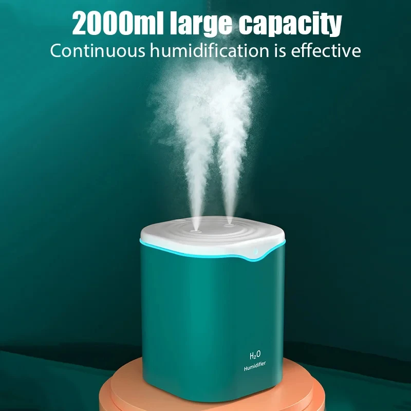 Large Capacity Dual Spray Humidifier Usb Home Bedroom 2L Silent Water Replenisher Air Purifier Wireless Water Diffuser Office thumbnail 2