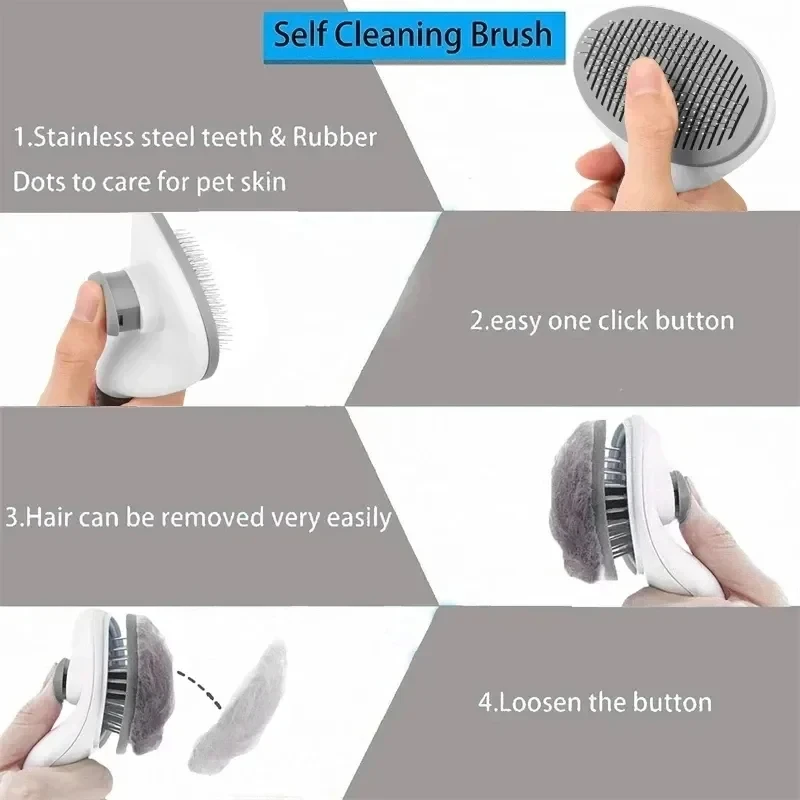 Pet Dog Brush Cat Comb Self Cleaning Pet Hair Remover Brush For Dogs Cats Grooming Tools Pets Dematting Comb Dogs Accessories thumbnail 6