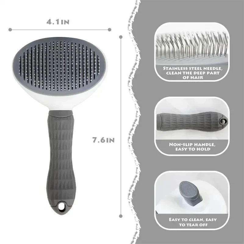 Pet Dog Brush Cat Comb Self Cleaning Pet Hair Remover Brush For Dogs Cats Grooming Tools Pets Dematting Comb Dogs Accessories thumbnail 4