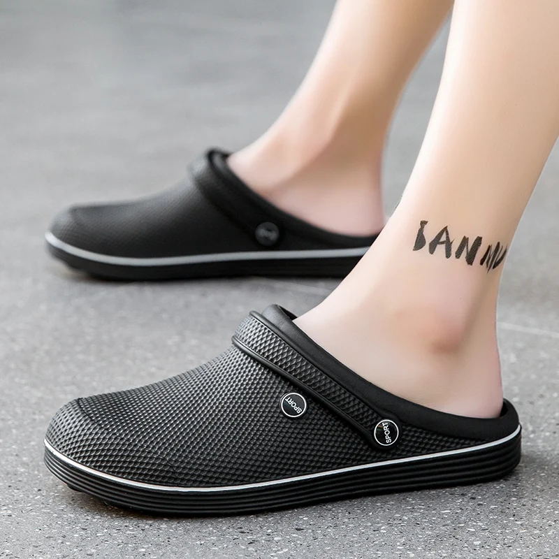 Men's flat EVA plastic waterproof perforated shoes with 2 pairs of sandals and slippers, fisherman's shoes, nurse's shoes thumbnail 2