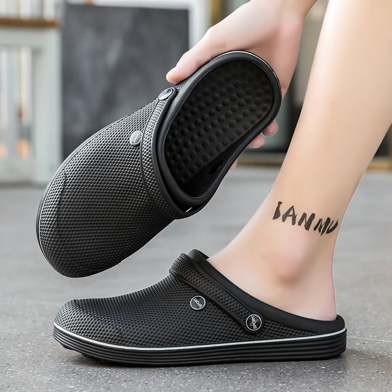 Men's flat EVA plastic waterproof perforated shoes with 2 pairs of sandals and slippers, fisherman's shoes, nurse's shoes thumbnail 3