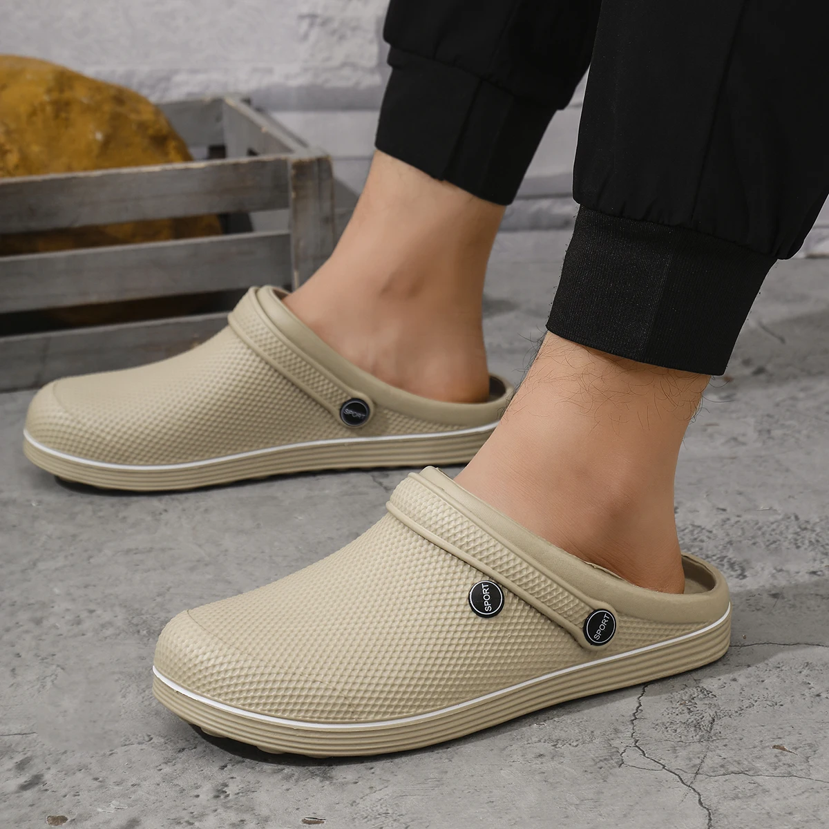 Men's flat EVA plastic waterproof perforated shoes with 2 pairs of sandals and slippers, fisherman's shoes, nurse's shoes thumbnail 4
