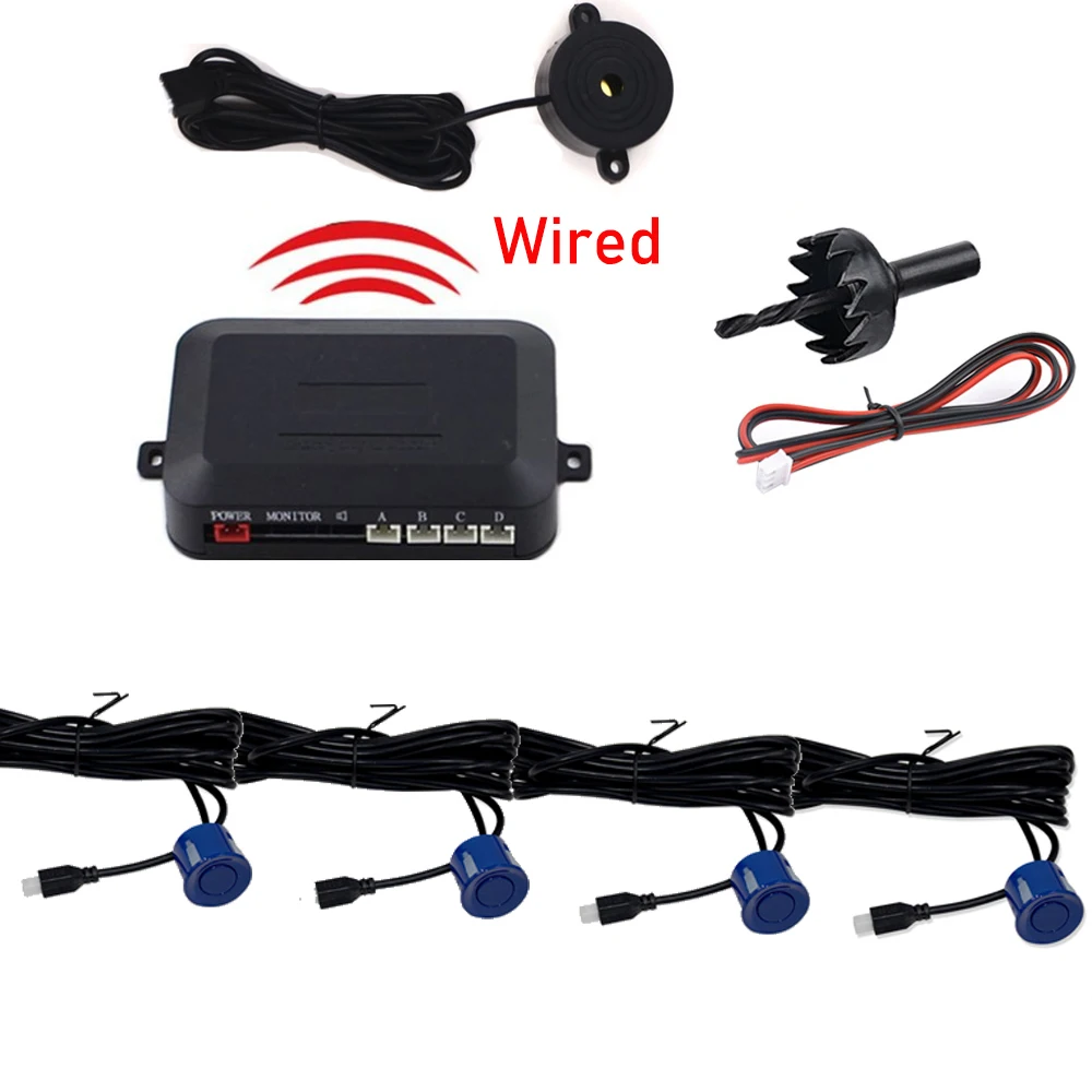 Universal 4 Sensors Buzzer 22mm Car Parking Sensor Kit Reverse Backup Radar Sound Alert Indicator Probe System 12V for Ford BMW thumbnail 3