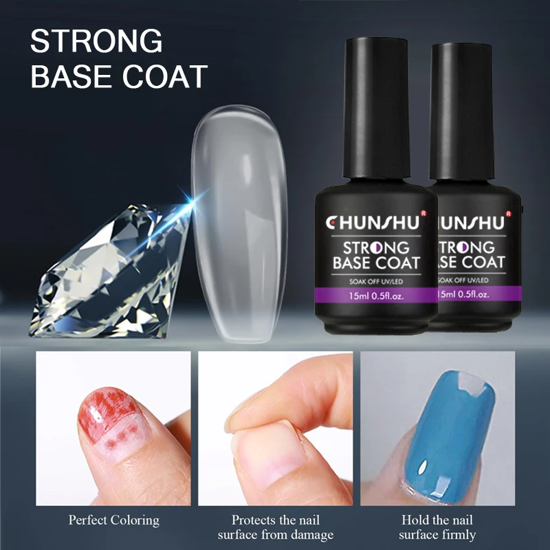 CHUNSHU 15ML Strong Base Coat For Manicure Hybrid Nail Art Long Lasting Transparent Base Gel Semi Permanent Reinforcement thumbnail 2