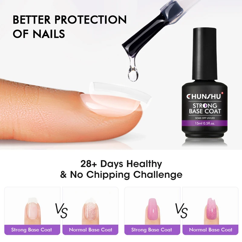 CHUNSHU 15ML Strong Base Coat For Manicure Hybrid Nail Art Long Lasting Transparent Base Gel Semi Permanent Reinforcement thumbnail 3