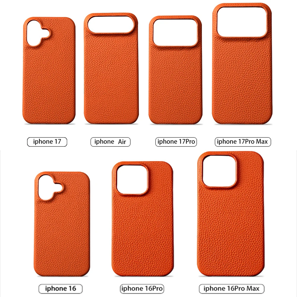 for Magsafe Case for iPhone 17 15 16 Pro Max Air 17Pro Natural Cowhide Lychee Leather Magnetic Protector Luxury Phone Back Cover thumbnail 2