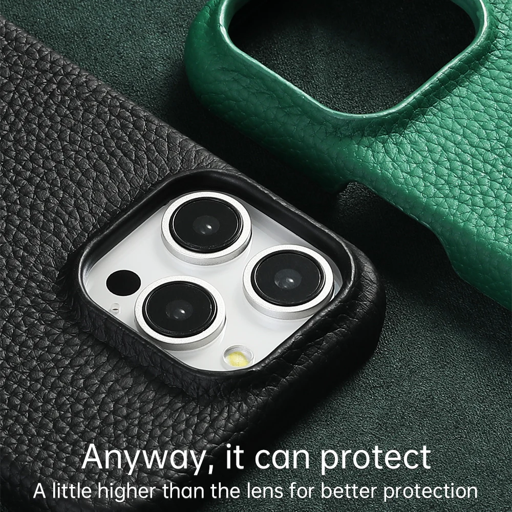 for Magsafe Case for iPhone 17 15 16 Pro Max Air 17Pro Natural Cowhide Lychee Leather Magnetic Protector Luxury Phone Back Cover thumbnail 4