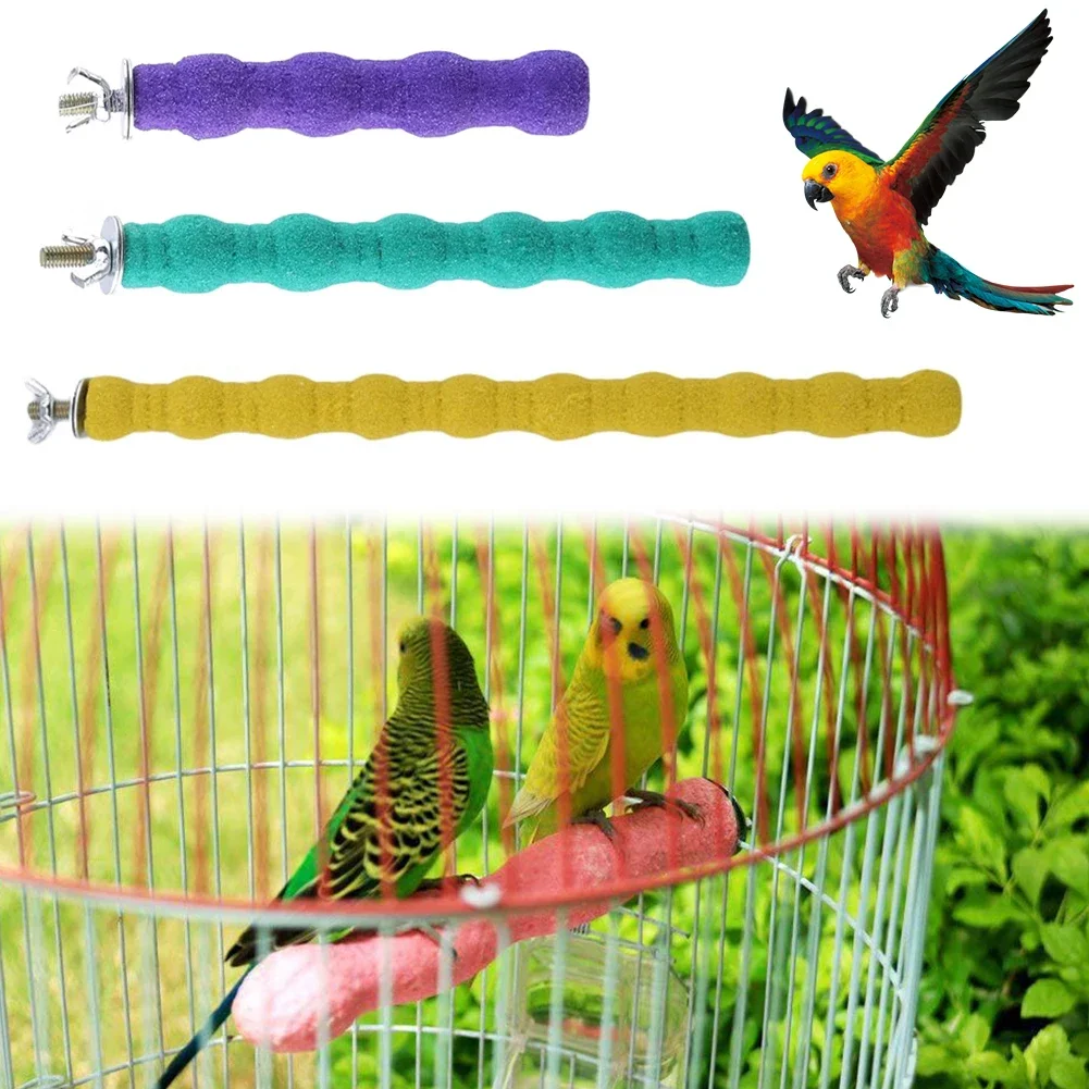 Pet Paw Grinding Wooden Stick Sprayed with Colored Sands Bird Parakeet Parrot Toy Grinder Rod Gripper Supplies thumbnail 3