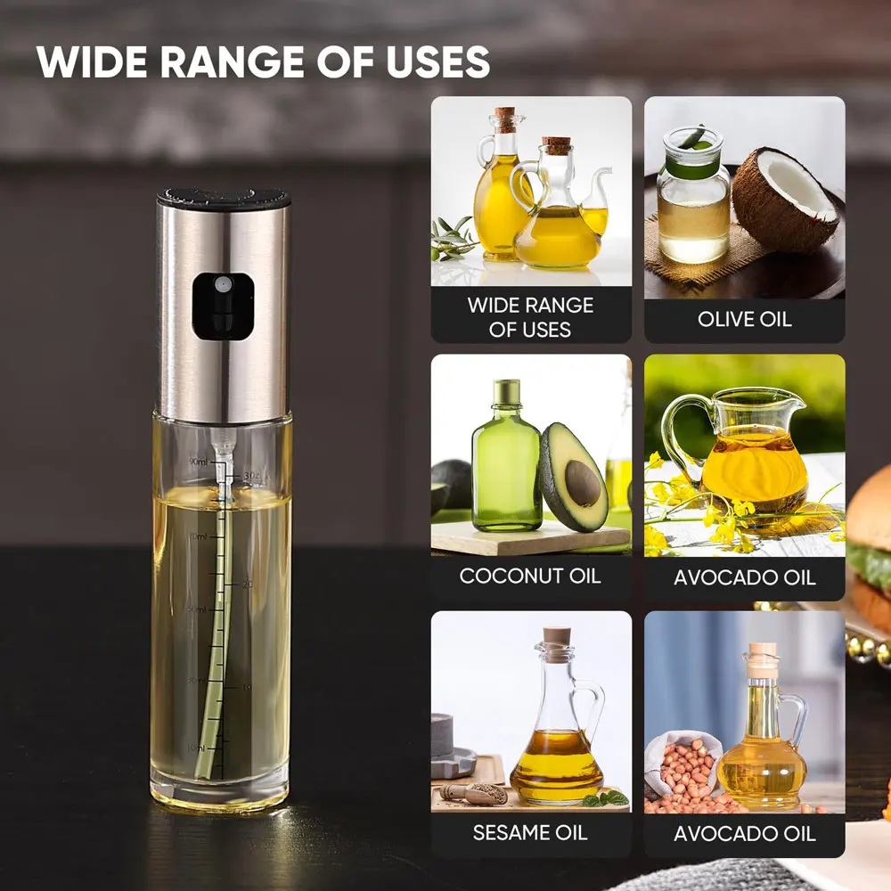 Olive Oil Dispenser Bottle 100ml Olive Oil Spray Mister Glass Bottle for Salad, BBQ, Baking, Roasting Kitchen Cooking Essentials thumbnail 3