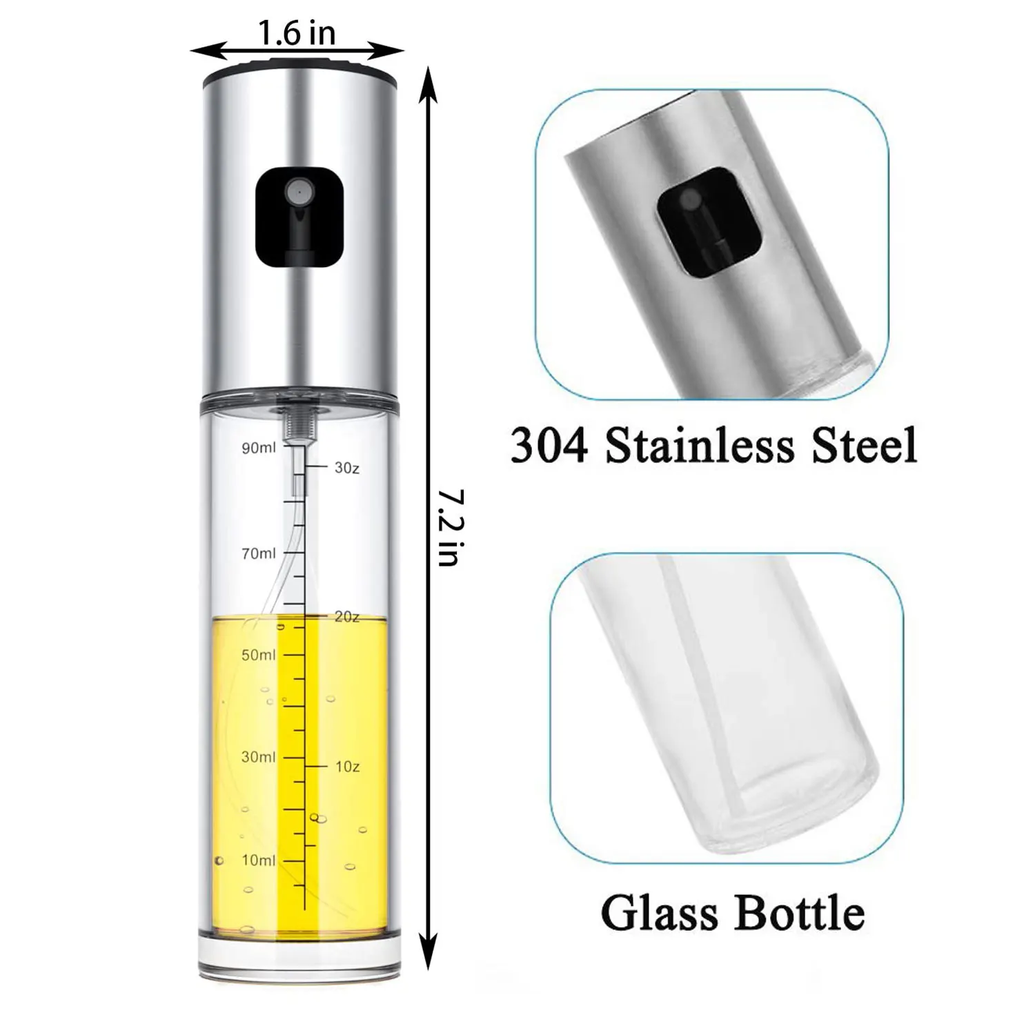 Olive Oil Dispenser Bottle 100ml Olive Oil Spray Mister Glass Bottle for Salad, BBQ, Baking, Roasting Kitchen Cooking Essentials thumbnail 2
