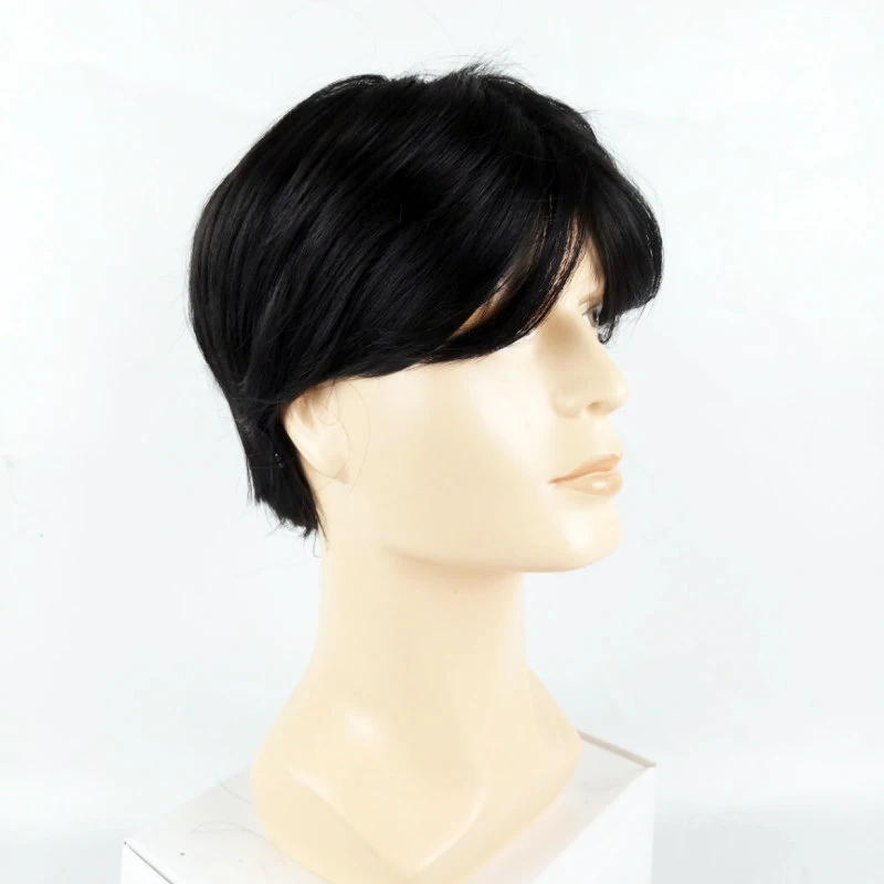 Fashion Men Synthetic Black Short Wig With Middle Parted Bang DIY Styling Wig for Men Daily Wear Toupee Hairpieces Straight Hair thumbnail 4