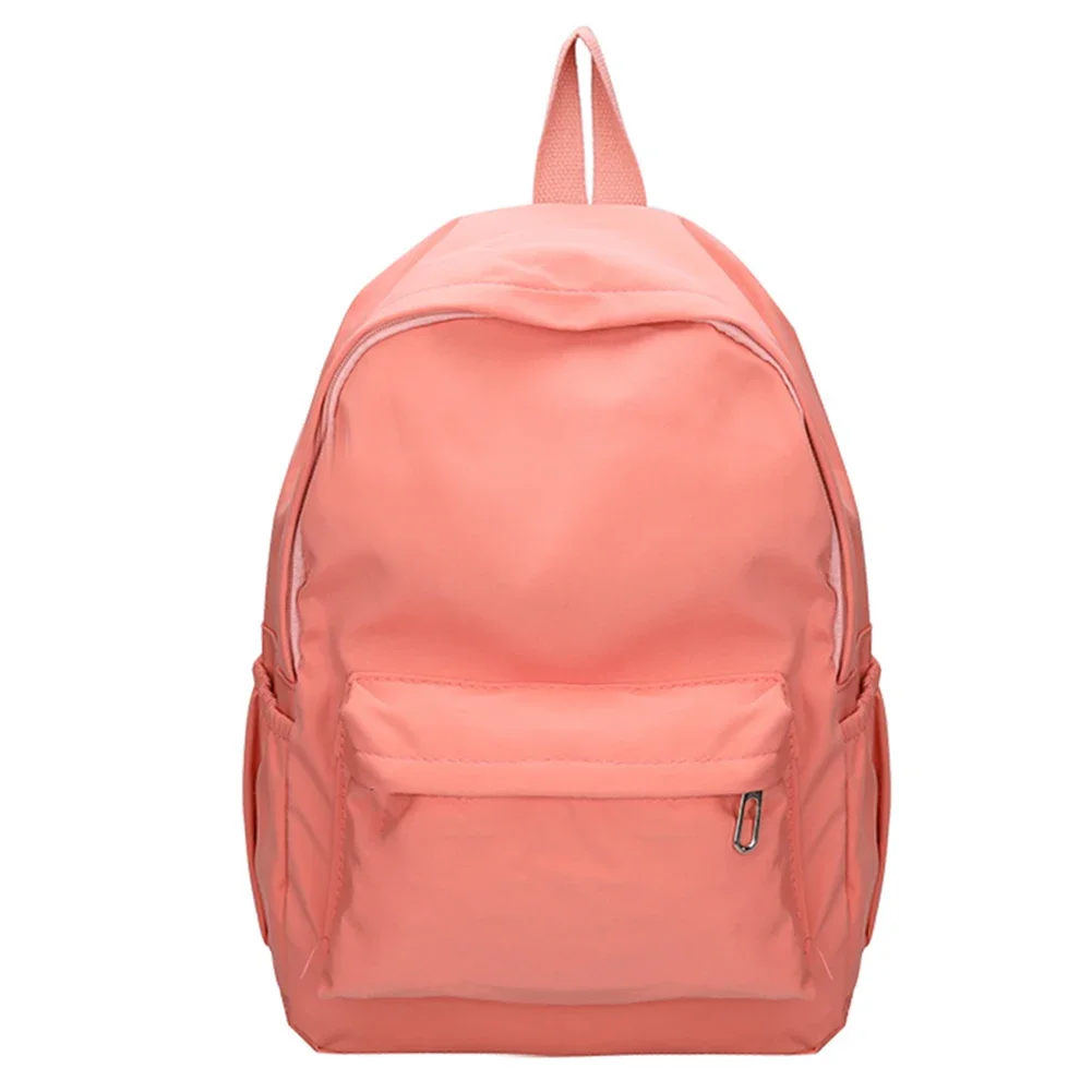 Preppy Solid Color Shoulder Bag Nylon School Knapsack Korean Teenager White School Bag Sports Travel Backpack for Women thumbnail 5