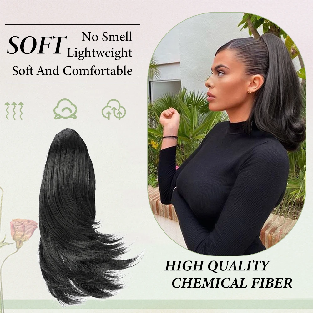 Claw Clip in Hairpiece Short Ponytail Extension Wavy Ponytail Hair Extensions High Quality Synthetic Short Pony Tail for Women thumbnail 5