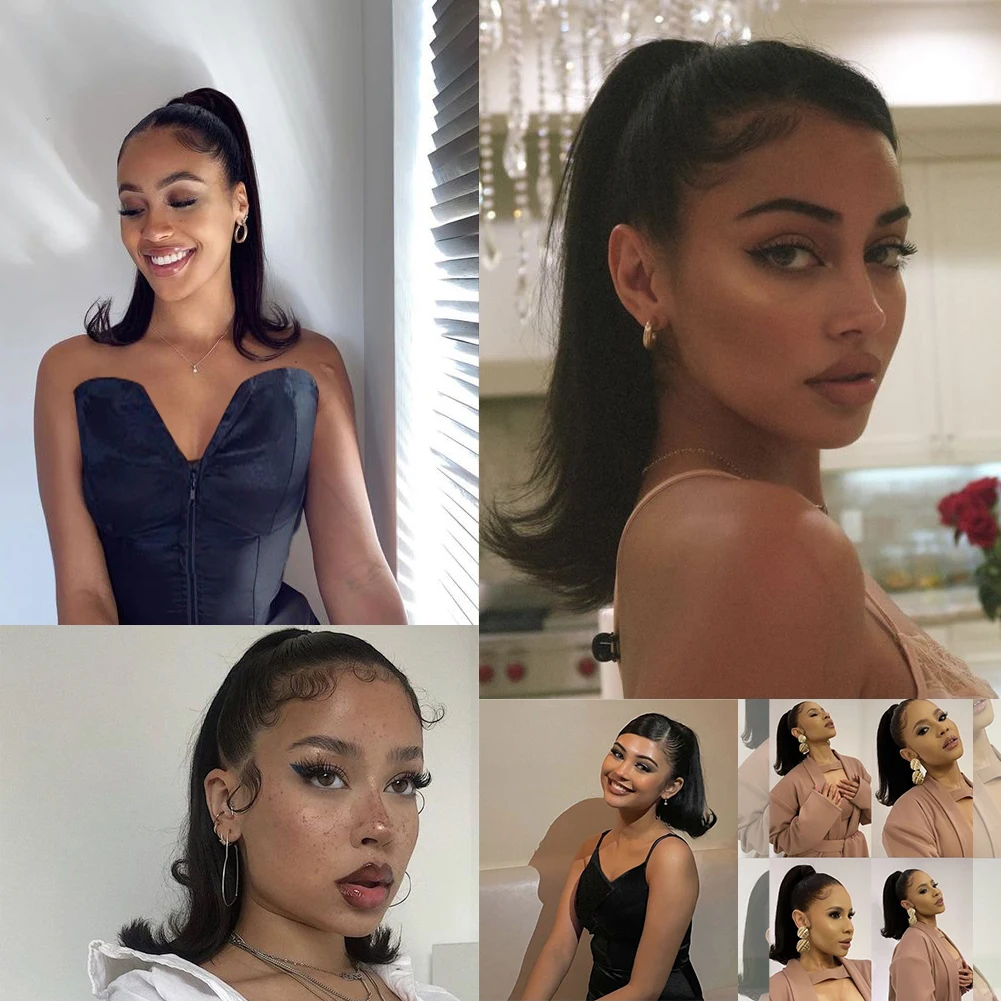 Claw Clip in Hairpiece Short Ponytail Extension Wavy Ponytail Hair Extensions High Quality Synthetic Short Pony Tail for Women thumbnail 6