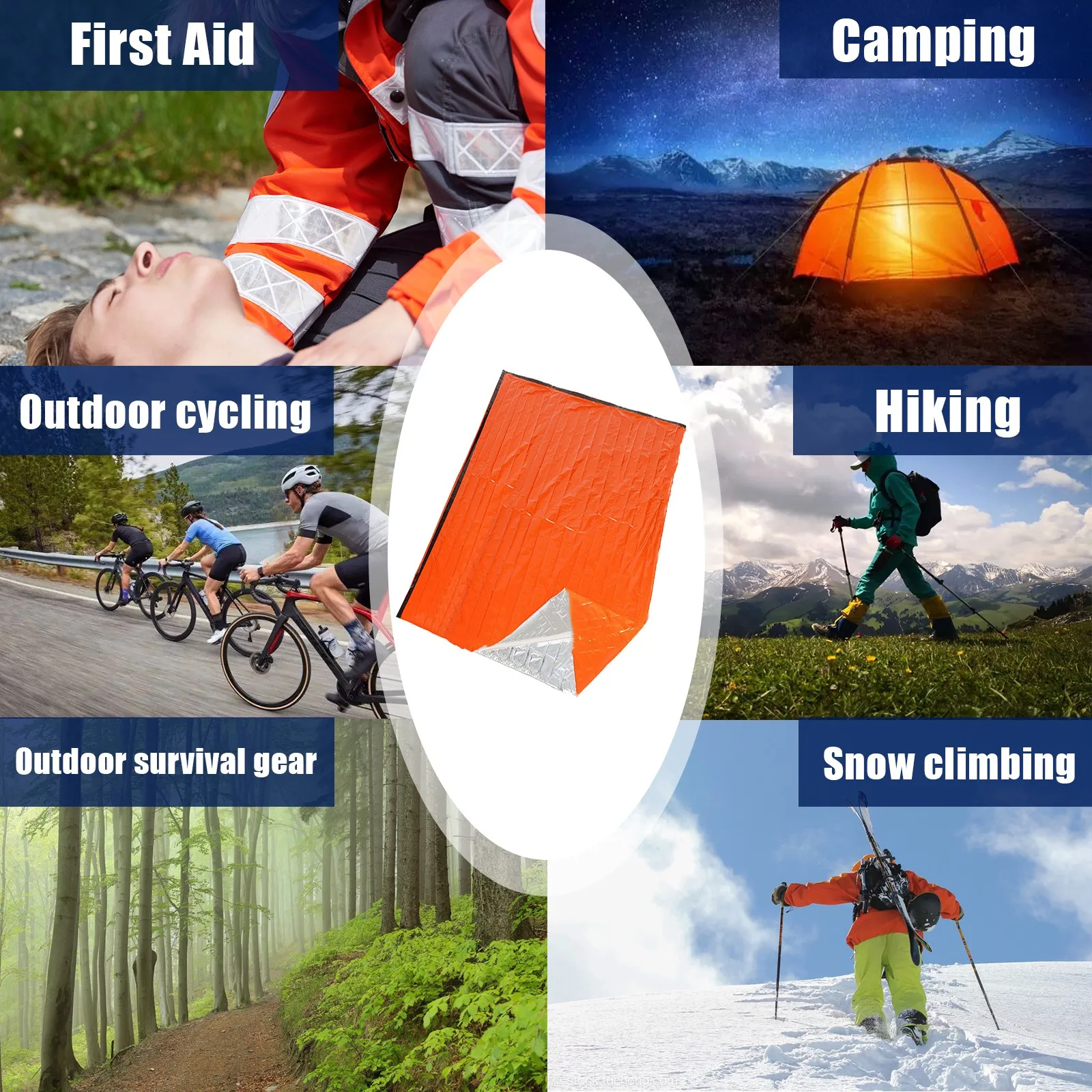 Emergency Sleeping Bag, Mylar Emergency Blanket, Waterproof Lightweight Survival Shelter Blanket thumbnail 6