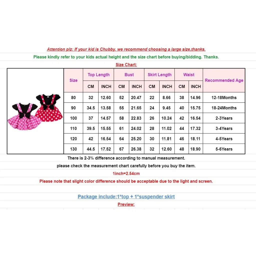 2PCS Summer Toddler Girls Cute Dress Set Short Sleeve Black T-shirt+Polka Dot Suspender Skirt Party Wear for Kid Girls 1-5 Years thumbnail 6