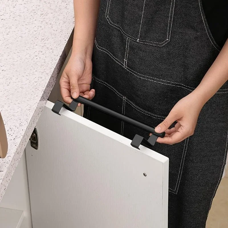 Towel Rod Steel Metal Wire Over Cabinet Towel Rack Storage Organizer Bathroom Door Hanging Towel Rack Punch-free Rag Hanger thumbnail 3