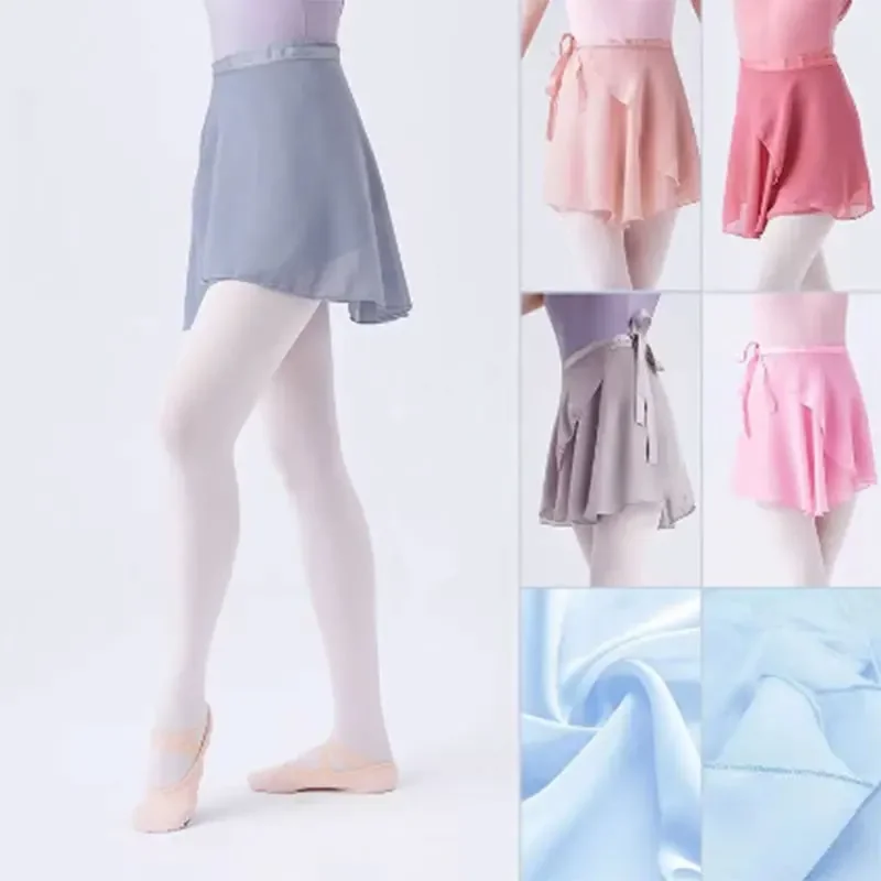 Woman Ballet Skirts Girls Wrap Tutu Dance Skirt Chiffon Skirts For Girls Tie Up Mini Short Skirt For Dancing 19 Colors thumbnail 2