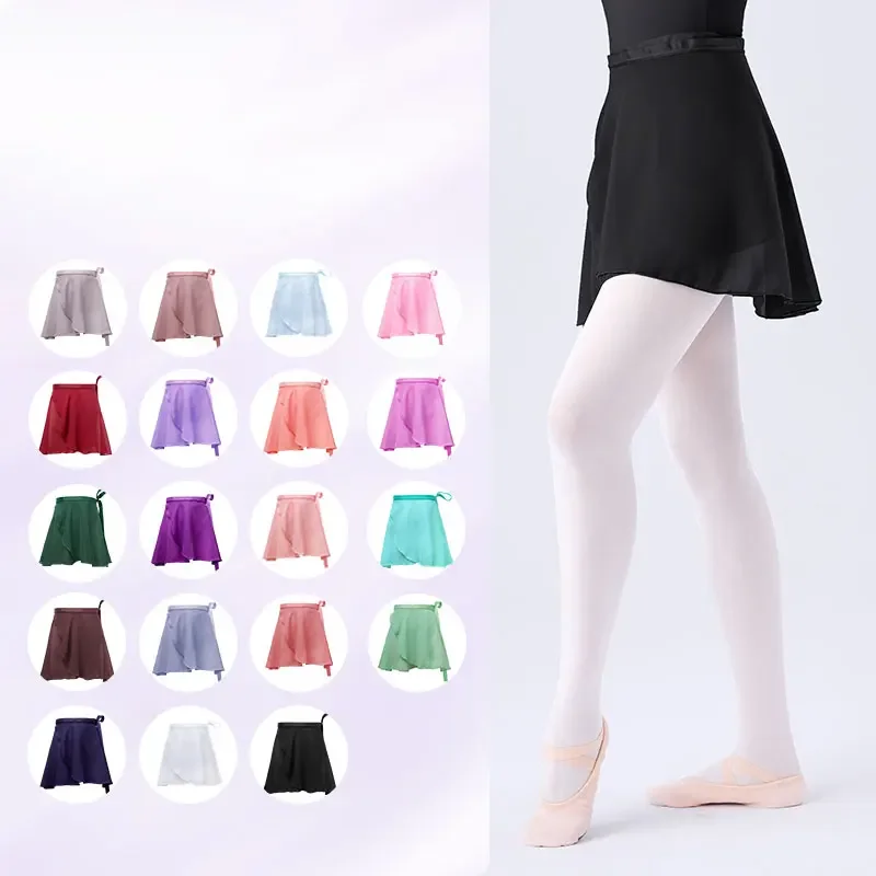 Woman Ballet Skirts Girls Wrap Tutu Dance Skirt Chiffon Skirts For Girls Tie Up Mini Short Skirt For Dancing 19 Colors thumbnail 3