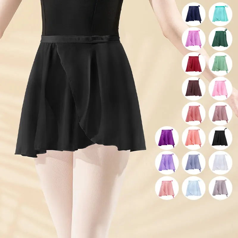 Woman Ballet Skirts Girls Wrap Tutu Dance Skirt Chiffon Skirts For Girls Tie Up Mini Short Skirt For Dancing 19 Colors thumbnail 4