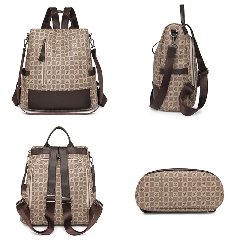 Anti Theft Letter Printed Backpack With Multifunctional Large Capacity Travel Backpacks High Quality Leather Mochilas SchoolBag thumbnail 3