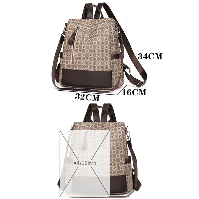 Anti Theft Letter Printed Backpack With Multifunctional Large Capacity Travel Backpacks High Quality Leather Mochilas SchoolBag thumbnail 2