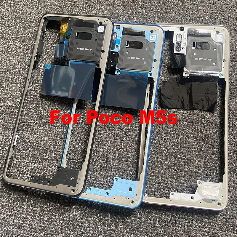 6.43" For Xiaomi Poco M5s Middle Frame Front Bezel Back Housing Case Mid Plate Replacement