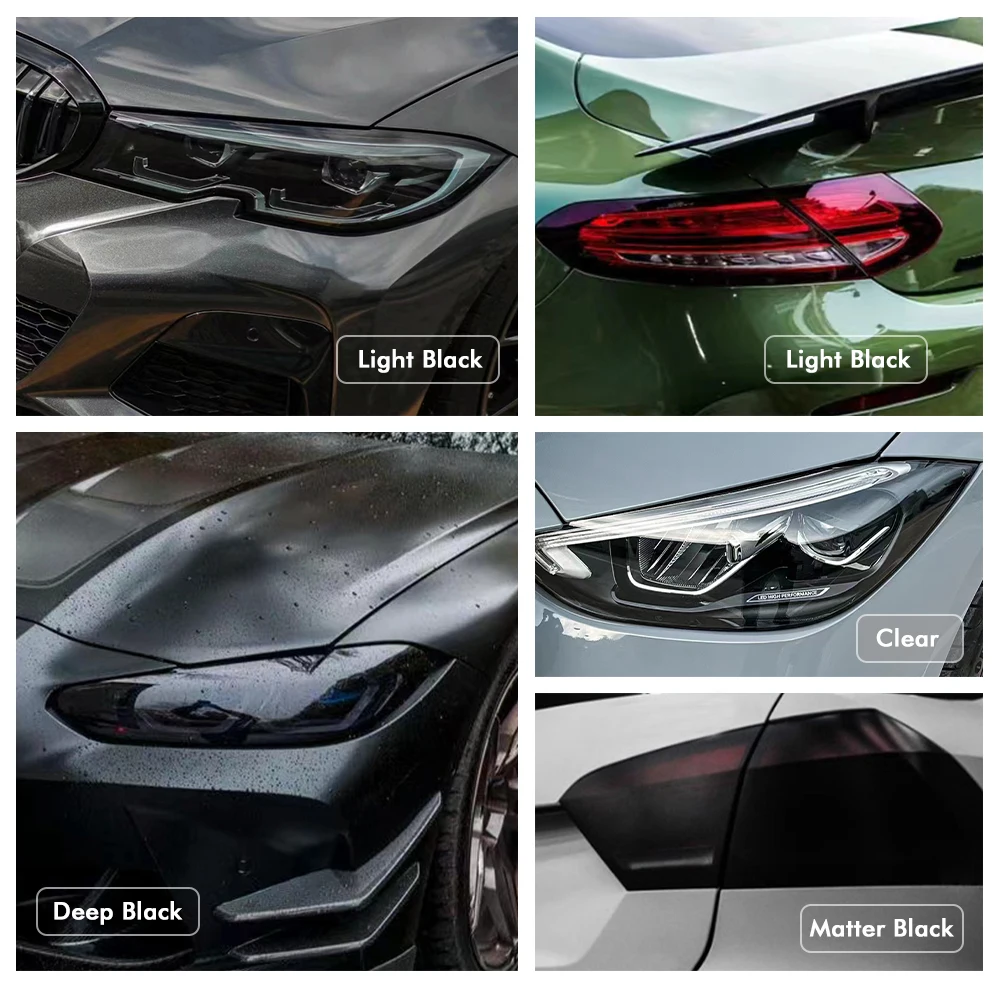 Gloss Transparent Light Black Smoke PVC Film Tint Headlight Taillight Wrap Cover Film Foil Sticker Cover Armored Film for Cars thumbnail 4