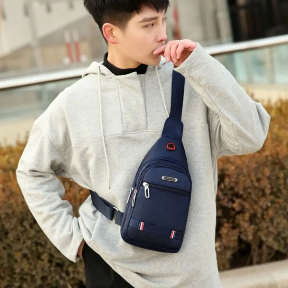 Black Grey Brown Men Messenger Bags New Rectangle Oxford Cloth Men Crossbody Bag USB Charge Shoulder Bag Male 3 Zipper Bag thumbnail 5