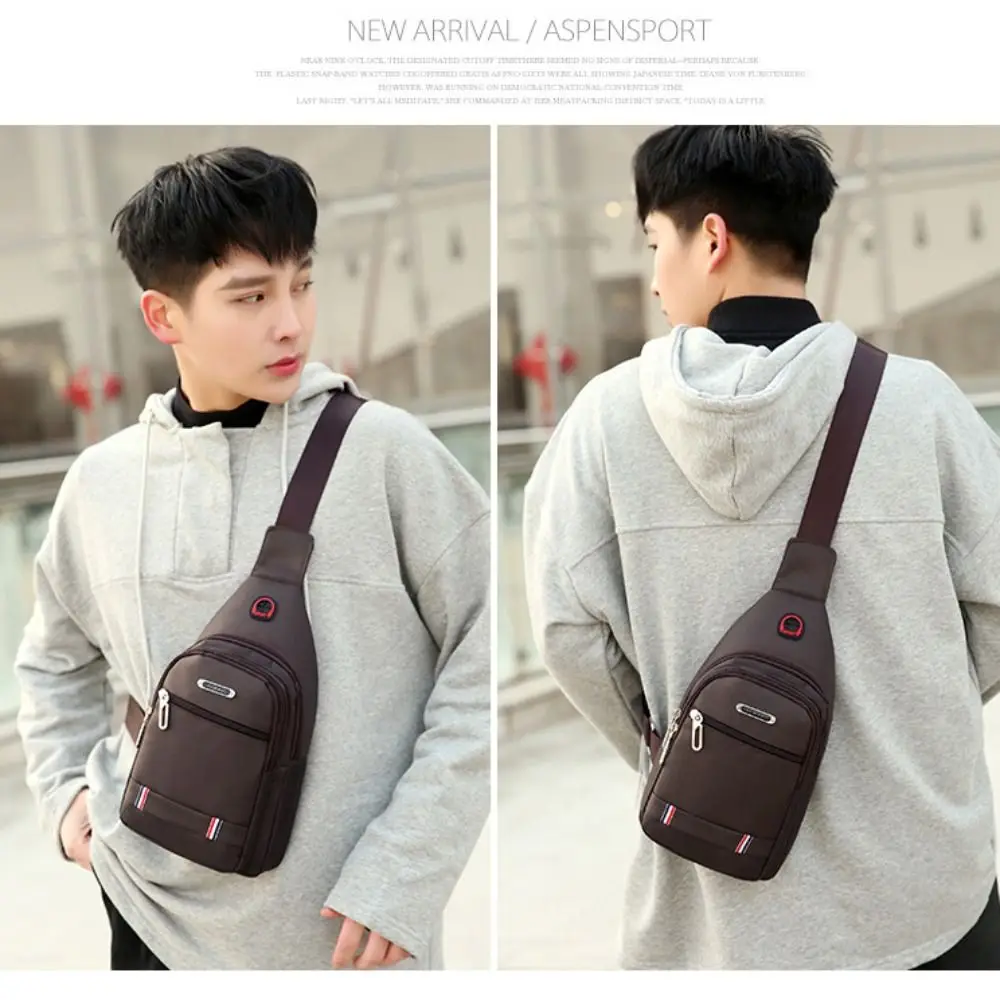 Black Grey Brown Men Messenger Bags New Rectangle Oxford Cloth Men Crossbody Bag USB Charge Shoulder Bag Male 3 Zipper Bag thumbnail 4