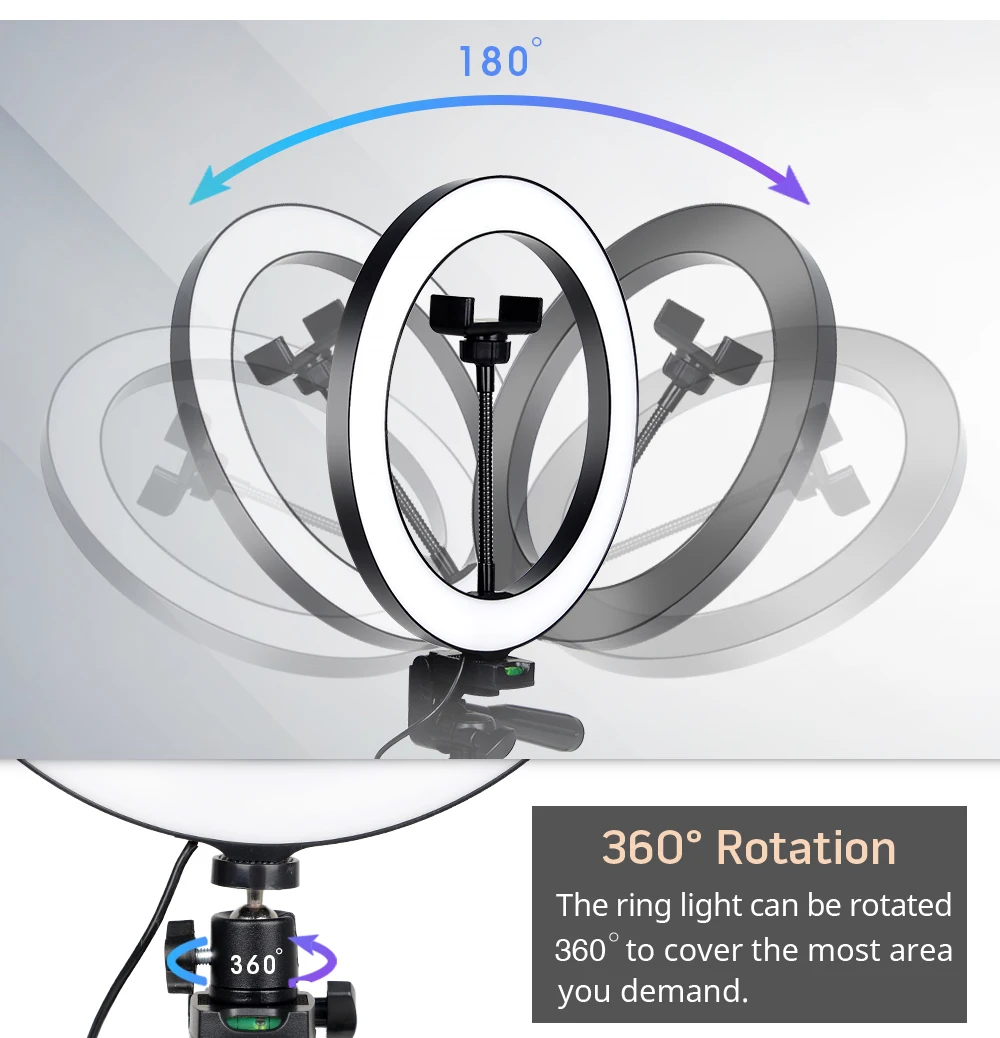 Tripod With LED Ring Light For Phone Tripod Camera Stand Selfie Photography Light LED Lamp Color Photo Studio For YouTube Live thumbnail 4
