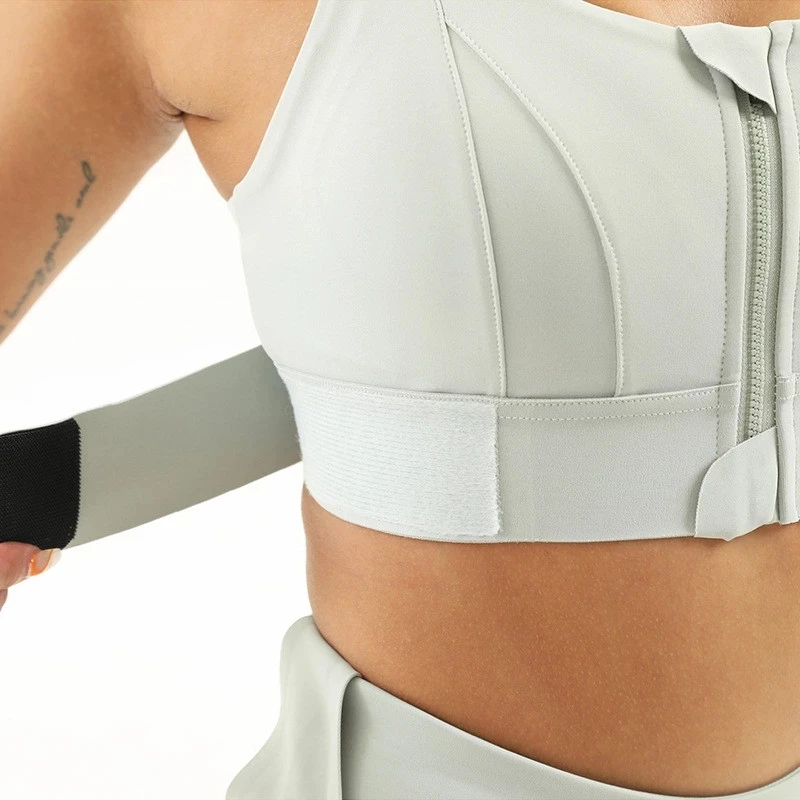 Women Sports Bras Tights Crop Top Yoga Vest Front Zipper Plus Size Adjustable Strap Shockproof Gym Fitness Athletic Brassiere thumbnail 4