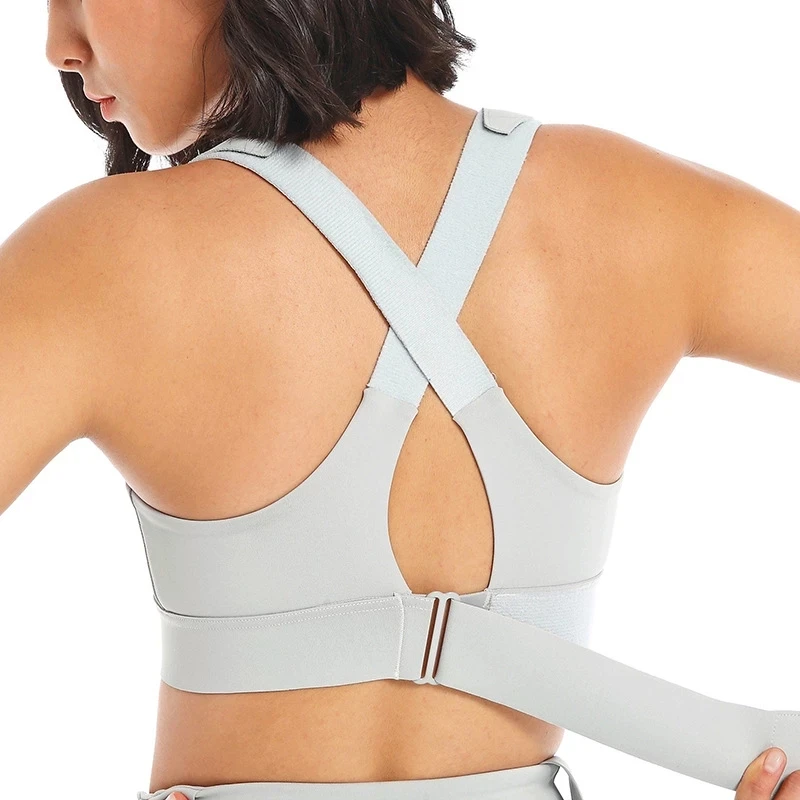 Women Sports Bras Tights Crop Top Yoga Vest Front Zipper Plus Size Adjustable Strap Shockproof Gym Fitness Athletic Brassiere thumbnail 5