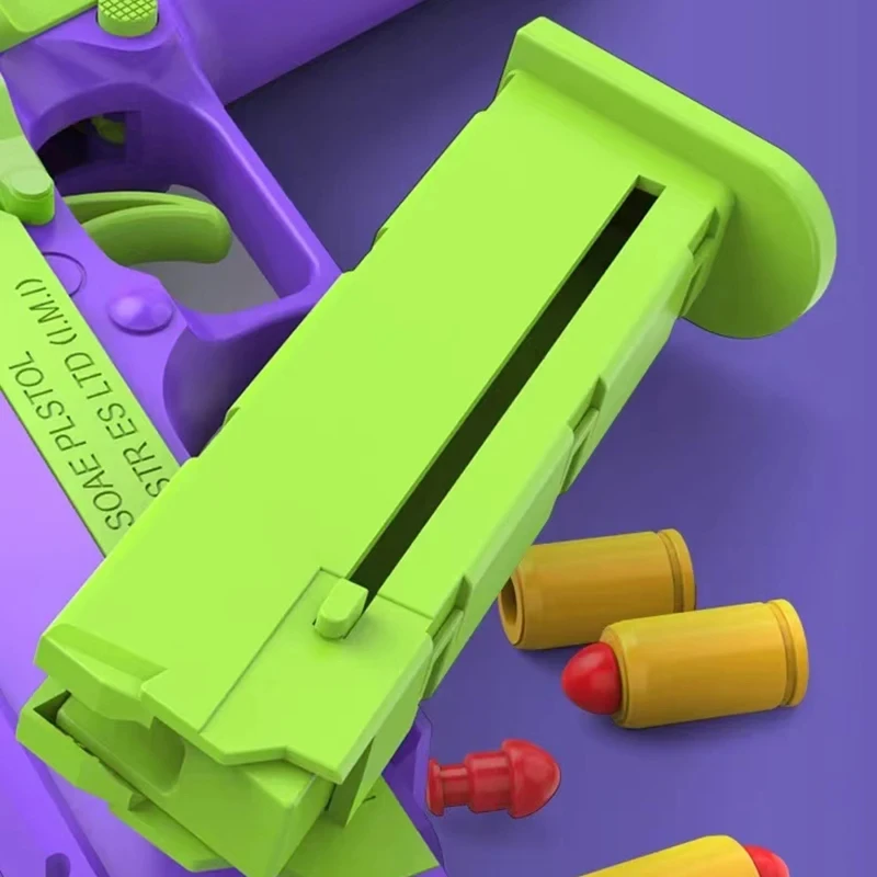 Hot Selling Carrot Gun 1911 Hand Grab toys Air-Hung Colt Model Decompression  Continuous Throwing Shell Children Toy thumbnail 5