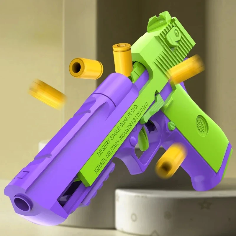 Hot Selling Carrot Gun 1911 Hand Grab toys Air-Hung Colt Model Decompression  Continuous Throwing Shell Children Toy thumbnail 2