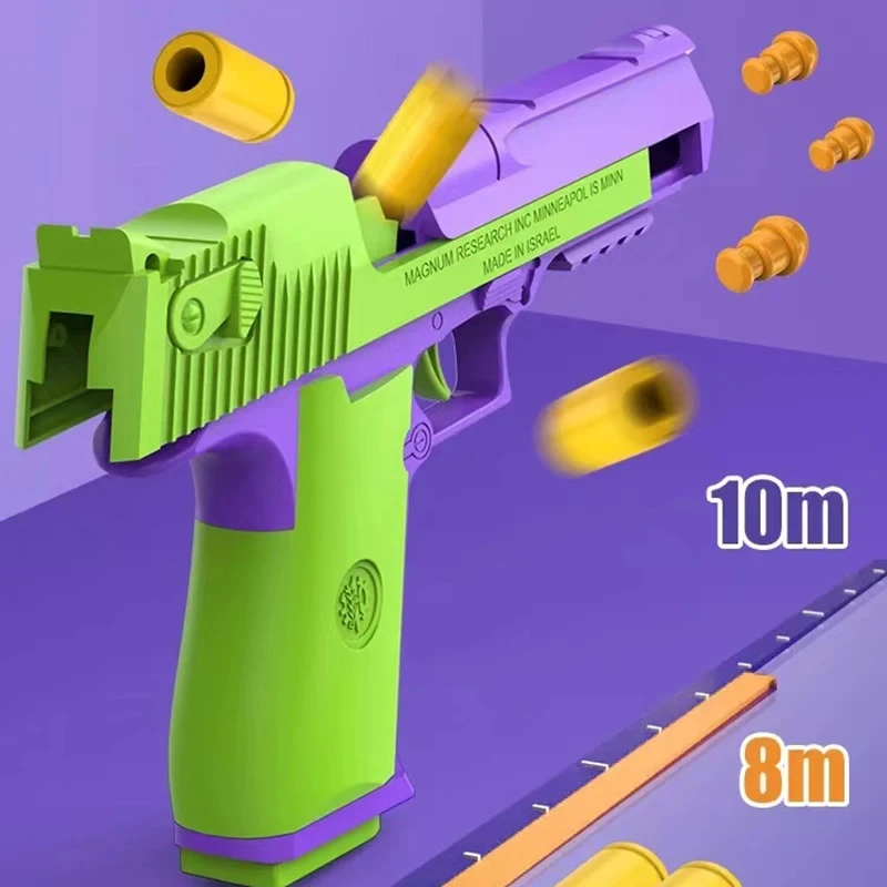 Hot Selling Carrot Gun 1911 Hand Grab toys Air-Hung Colt Model Decompression  Continuous Throwing Shell Children Toy thumbnail 4