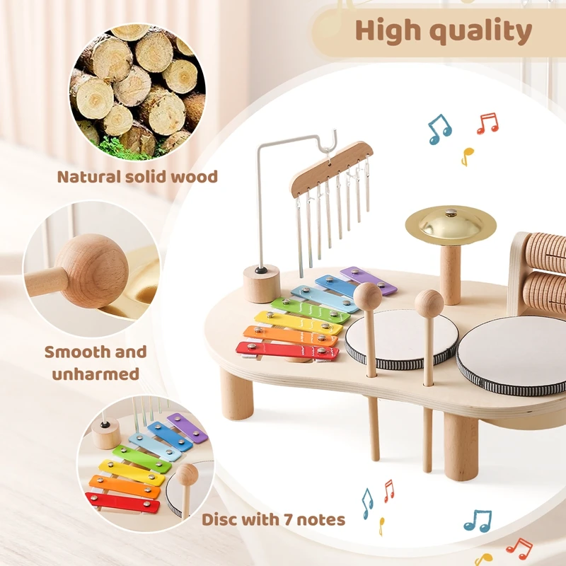 Baby Educational Toys Wooden Aeolian Bells Montessori Children's Musical Toys Xylophone Newborn Birthday Gifts Music Table Toys thumbnail 3