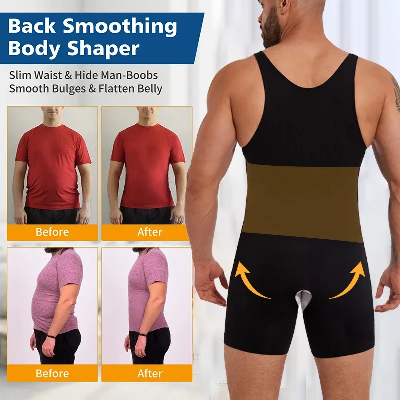 Sleeveless Bodysuit Men Full Body Shaper Compression Undershirt New Shapewear Tummy Control Faja Para Hombres Slimming Vest thumbnail 4