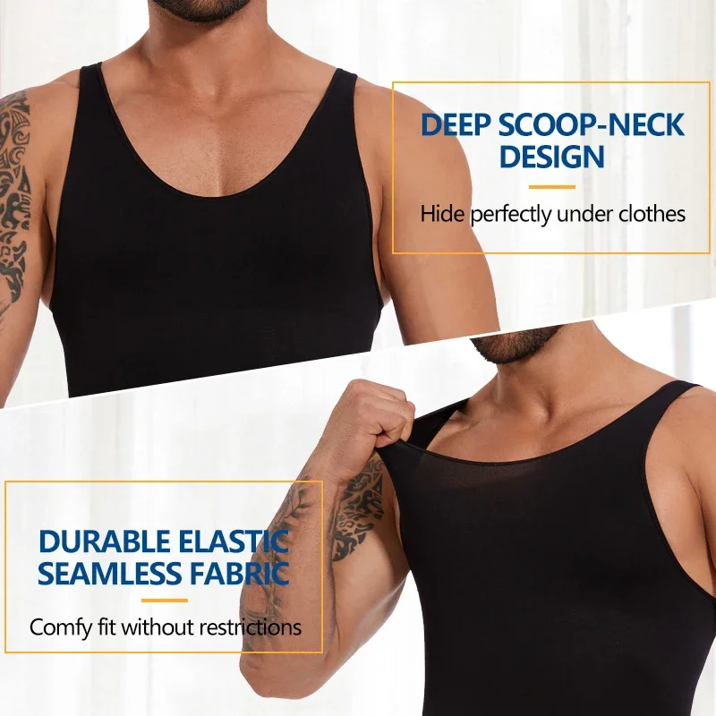 Sleeveless Bodysuit Men Full Body Shaper Compression Undershirt New Shapewear Tummy Control Faja Para Hombres Slimming Vest thumbnail 3