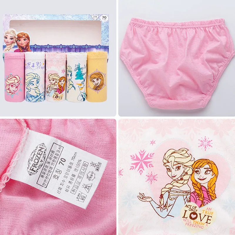 5 Pack Girls Cotton Briefs With Exquisite Box, Queen Elsa Kids Soft Girls Panties, Princess Cartoon Children's Underpants 2-14T thumbnail 2