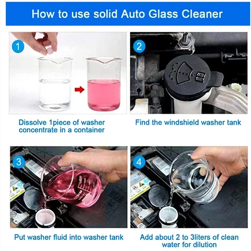 Car Windshield Cleaner Effervescent Tablets Solid Washer Agent Universal Auto Glass Water Dust Soot Remover car accessories thumbnail 6
