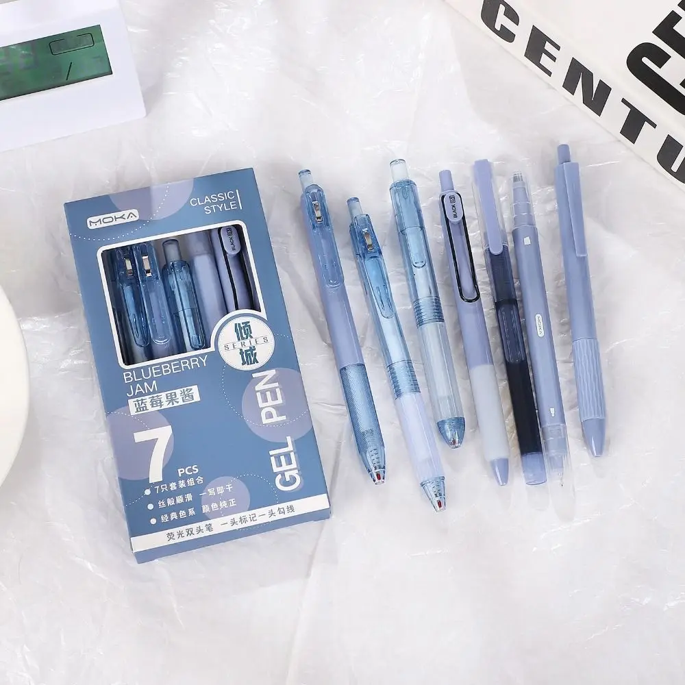 7Pcs/Set Highlighter Pen Set Quick-Drying Ink Gel Pen Creative Ballpoint Pen Neutral Pen Writing Tool School Stationery Pen Set thumbnail 6