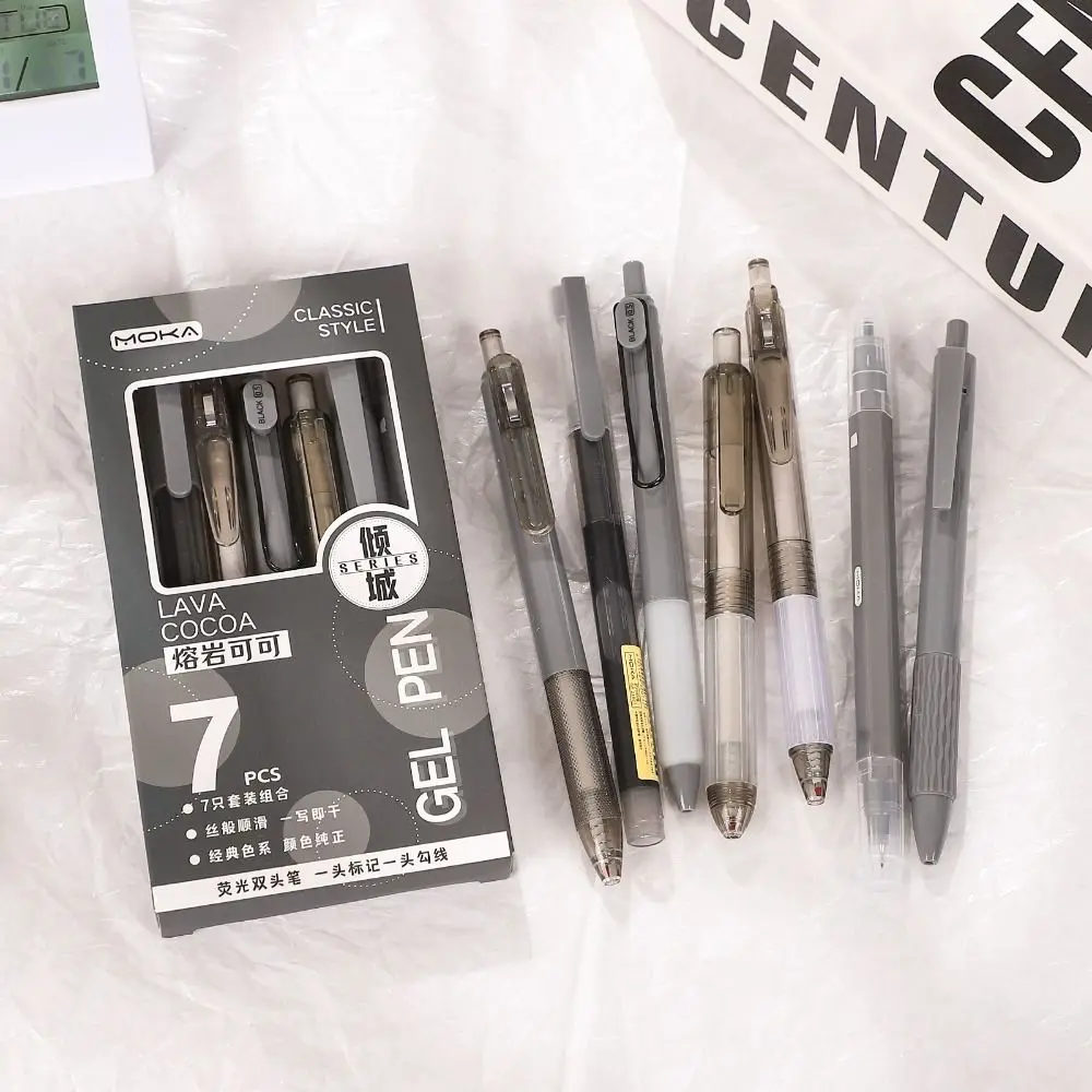 7Pcs/Set Highlighter Pen Set Quick-Drying Ink Gel Pen Creative Ballpoint Pen Neutral Pen Writing Tool School Stationery Pen Set thumbnail 5
