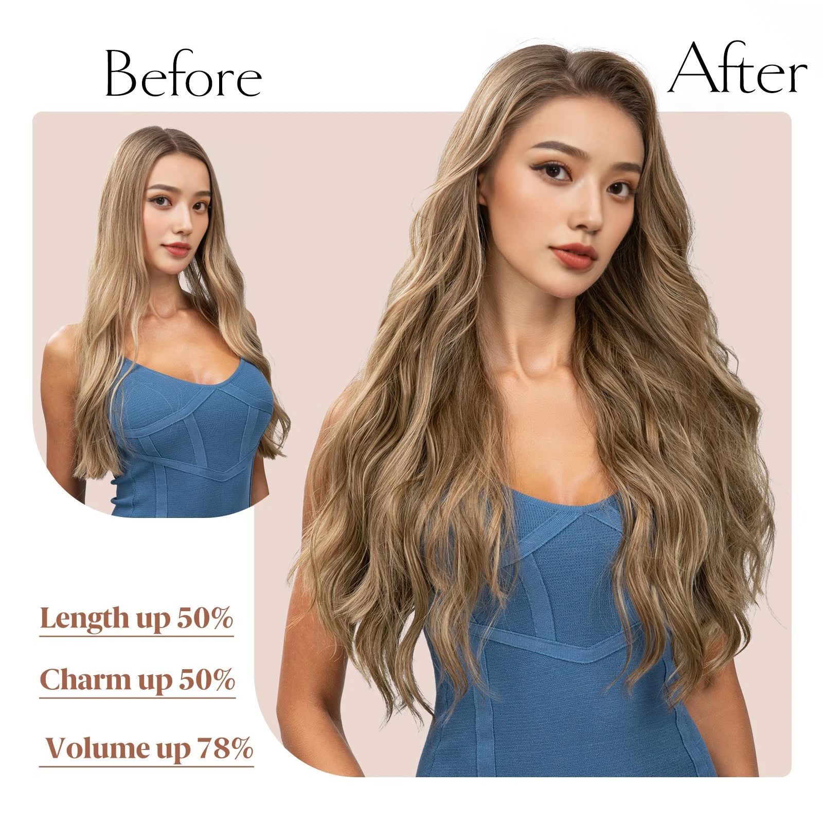 SARLA 22 Inch Synthetic Clip In Hair Extensions 4Pcs/Set Long Wavy Thick Hairpiece For Women Brown Blonde Black Natural Hair thumbnail 6
