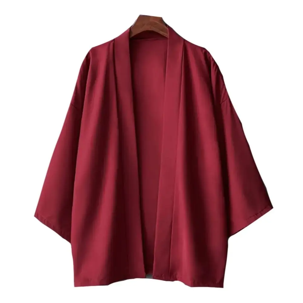 Summer Men Solid Color Kimono Cardigan Big Size 3XL Women Simple Haori Japanese Traditional Costume 6 colors Yukata Kimono Coat thumbnail 2