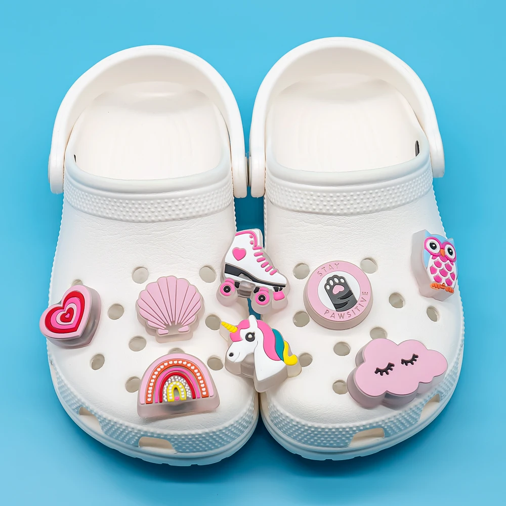 1pcs Cute Owl Ladybug Cows Cat LED Shoe Charms Unicorn Gamepad Stethoscope Light Up Shoe Decoration Sunflower Clog Pins thumbnail 3