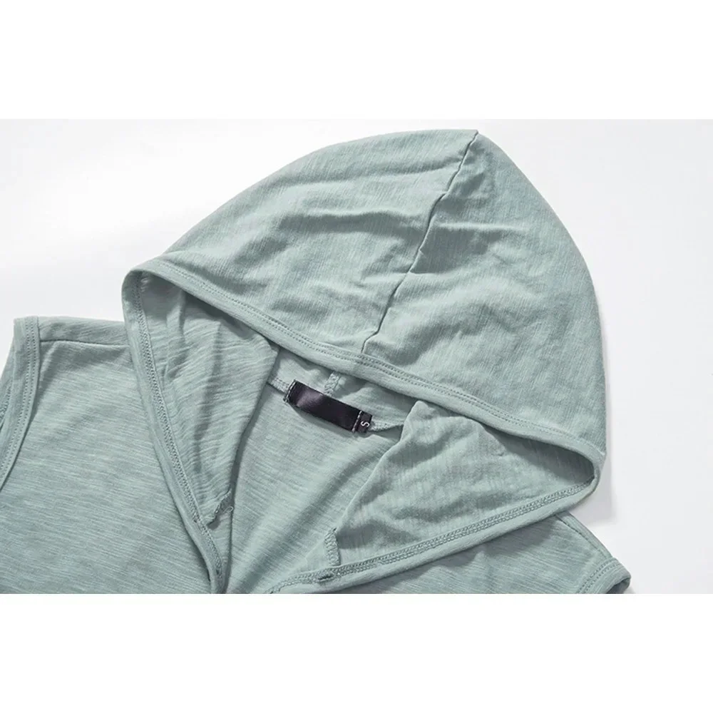 Cotton Men Gym Clothing Mens Causal Basic Hooded Tank Top Hooded Sleeveless Vest Sweatshirt Fitness Sportswear Tops Male thumbnail 5