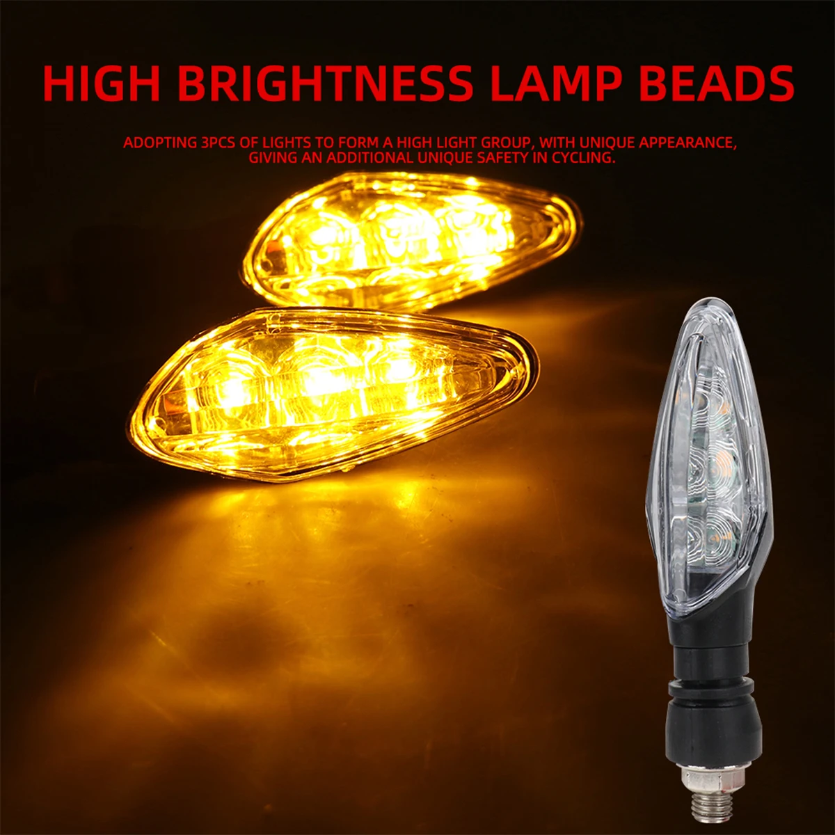 2Pcs Motorcycle Turn Signal Light Super Bright Amber Blinker Indicator Waterproof Motorcycle Running Lamp Flashers Lighting thumbnail 2