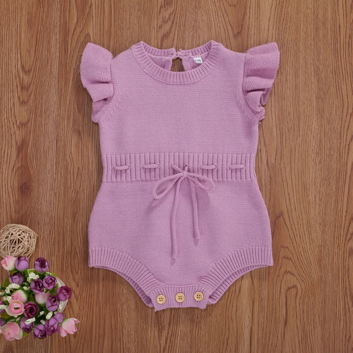 Knitted Cotton Sleeveless Newborn Baby Girls Summer Rompers Cute Infant Jumpsuit Toddler Bodysuit Baby Clothing For 0-24 Months thumbnail 2